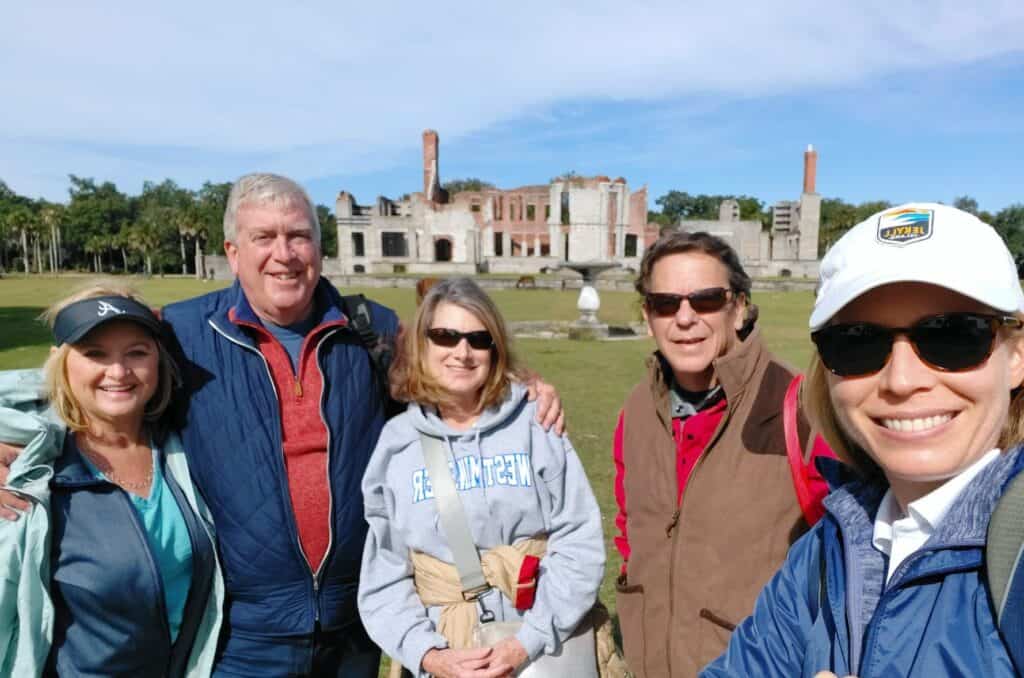 Molly's Old South Tours private group at Dungeness Ruins, Cumberland Island