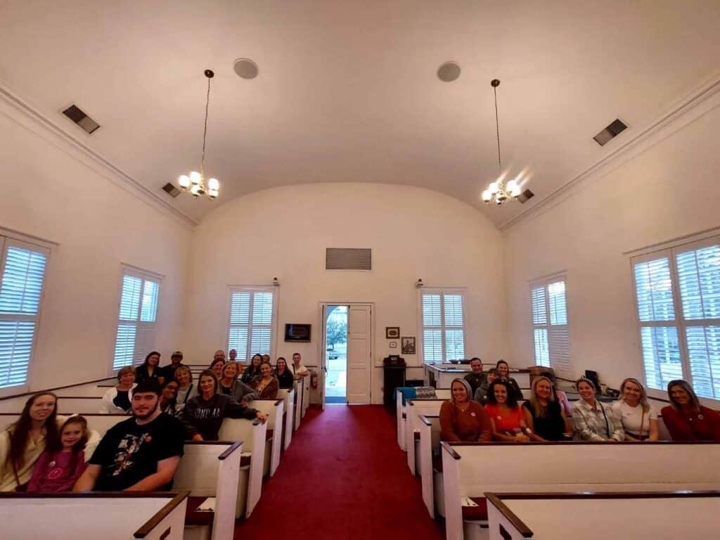 Molly's Old South Tours group inside St. Marys' First Presbyterian Church