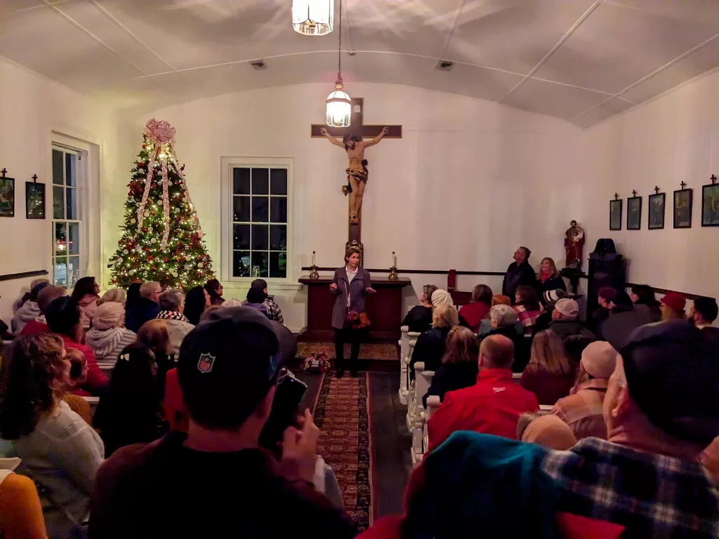 Molly's Old South Tours group on a Churches and Chocolates tour inside St. Marys' Catholic chapel